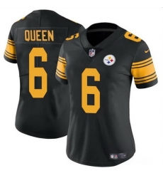 Women Pittsburgh Steelers 6 Patrick Queen Black Color Rush Stitched Football Jersey Women Pittsburgh Steelers 6 Patrick Queen Black Color Rush Stitched Football Jersey