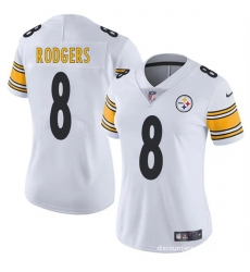 Women Pittsburgh Steelers 8 Aaron Rodgers White 2025 Vapor Untouchable Limited Stitched Football Jersey Women Pittsburgh Steelers 8 Aaron Rodgers White 2025 Vapor Untouchable Limited Stitched Football Jersey