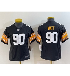 Women Pittsburgh Steelers 90 T J Watt Black 2023 F U S E Stitched Football Jersey 28Run Small 29 Women Pittsburgh Steelers 90 T J Watt Black 2023 F U S E Stitched Football Jersey 28Run Small 29