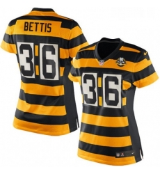 Womens Nike Pittsburgh Steelers 36 Jerome Bettis Elite YellowBlack Alternate 80TH Anniversary Throwback NFL Jersey Womens Nike Pittsburgh Steelers 36 Jerome Bettis Elite YellowBlack Alternate 80TH Anniversary Throwback NFL Jersey
