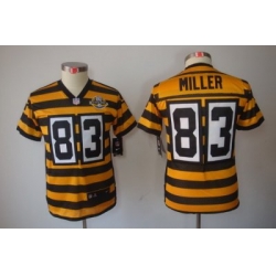 Youth Nike Pittsburgh Steelers 83# Heath Miller Yellow-Black 80th Patch Limited Jerseys