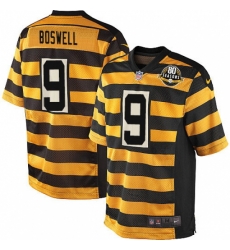Youth Nike Pittsburgh Steelers #9 Chris Boswell Elite Yellow Black Alternate 80TH Anniversary Throwback NFL Jersey Youth Nike Pittsburgh Steelers #9 Chris Boswell Elite Yellow Black Alternate 80TH Anniversary Throwback NFL Jersey