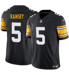 Youth Pittsburgh Steelers 5 Jalen Ramsey Black 2024 F U S E Alternate Vapor Untouchable Limited Stitched Football Jersey Youth Pittsburgh Steelers 5 Jalen Ramsey Black 2024 F U S E Alternate Vapor Untouchable Limited Stitched Football Jersey