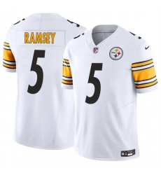 Youth Pittsburgh Steelers 5 Jalen Ramsey White 2023 F U S E  Vapor Untouchable Limited Stitched Football Jersey