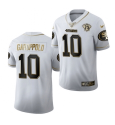 Men San Francisco 49ers 10 Jimmy Garoppolo White Gold 75th Anniversary Stitched Jersey Men San Francisco 49ers 10 Jimmy Garoppolo White Gold 75th Anniversary Stitched Jersey