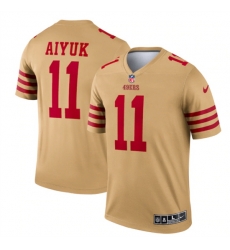 Men San Francisco 49ers 11 Brandon Aiyuk 2022 New Gold Inverted Legend Stitched Football Jersey Men San Francisco 49ers 11 Brandon Aiyuk 2022 New Gold Inverted Legend Stitched Football Jersey