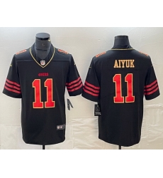 Men San Francisco 49ers 11 Brandon Aiyuk Black Gold Stitched Jersey Men San Francisco 49ers 11 Brandon Aiyuk Black Gold Stitched Jersey