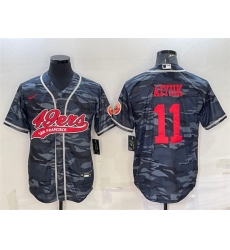 Men San Francisco 49ers 11 Brandon Aiyuk Grey Red Camo With Patch Cool Base Stitched Baseball Jersey Men San Francisco 49ers 11 Brandon Aiyuk Grey Red Camo With Patch Cool Base Stitched Baseball Jersey
