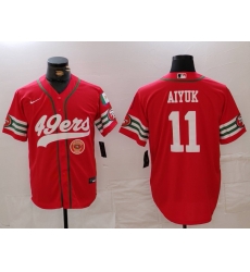 Men San Francisco 49ers 11 Brandon Aiyuk Red With Patch Cool Base Stitched Baseball Jersey 2 Men San Francisco 49ers 11 Brandon Aiyuk Red With Patch Cool Base Stitched Baseball Jersey 2