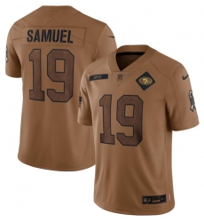 Men San Francisco 49ers 13 Brock Purdy 2023 Brown Salute To Sercie Stitched Football Jersey Men San Francisco 49ers 13 Brock Purdy 2023 Brown Salute To Sercie Stitched Football Jersey