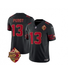 Men San Francisco 49ers 13 Brock Purdy Black 2023 F U S E 50th Patch Throwback Stitched Football Jersey Men San Francisco 49ers 13 Brock Purdy Black 2023 F U S E 50th Patch Throwback Stitched Football Jersey
