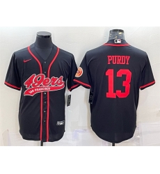 Men San Francisco 49ers 13 Brock Purdy Black With Patch Cool Base Stitched Baseball JerseyS Men San Francisco 49ers 13 Brock Purdy Black With Patch Cool Base Stitched Baseball JerseyS