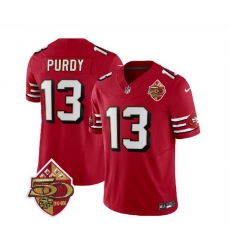 Men San Francisco 49ers 13 Brock Purdy Red 2023 F U S E 50th Patch Vapor Limited Stitched Football Jersey Men San Francisco 49ers 13 Brock Purdy Red 2023 F U S E 50th Patch Vapor Limited Stitched Football Jersey