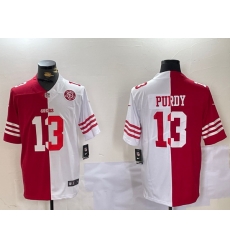 Men San Francisco 49ers 13 Brock Purdy Red 26 White Split Limited Stitched Jersey 1 Men San Francisco 49ers 13 Brock Purdy Red 26 White Split Limited Stitched Jersey 1