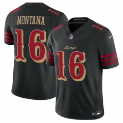 Men San Francisco 49ers 16 Joe Montana Black 2025 F U S E Rivalries Vapor Limited Stitched Football Jersey