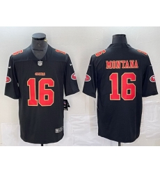 Men San Francisco 49ers 16 Joe Montana Black Vapor Untouchable Limited Stitched Jersey Men San Francisco 49ers 16 Joe Montana Black Vapor Untouchable Limited Stitched Jersey