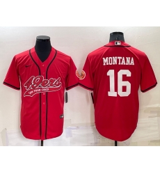 Men San Francisco 49ers 16 Joe Montana Red Cool Base Stitched Baseball Jersey Men San Francisco 49ers 16 Joe Montana Red Cool Base Stitched Baseball Jersey