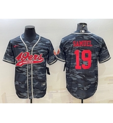Men San Francisco 49ers 19 Deebo Samuel Grey Red Camo With Patch Cool Base Stitched Baseball Jersey Men San Francisco 49ers 19 Deebo Samuel Grey Red Camo With Patch Cool Base Stitched Baseball Jersey
