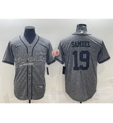 Men San Francisco 49ers 19 Deebo Samuel Grey With Patch Cool Base Stitched Baseball Jersey Men San Francisco 49ers 19 Deebo Samuel Grey With Patch Cool Base Stitched Baseball Jersey