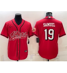 Men San Francisco 49ers 19 Deebo Samuel New Red With Patch Cool Base Stitched Baseball Jersey Men San Francisco 49ers 19 Deebo Samuel New Red With Patch Cool Base Stitched Baseball Jersey