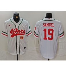 Men San Francisco 49ers 19 Deebo Samuel White With Patch Cool Base Stitched Baseball Jersey 1 Men San Francisco 49ers 19 Deebo Samuel White With Patch Cool Base Stitched Baseball Jersey 1