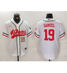 Men San Francisco 49ers 19 Deebo Samuel White With Patch Cool Base Stitched Baseball Jersey 2 Men San Francisco 49ers 19 Deebo Samuel White With Patch Cool Base Stitched Baseball Jersey 2