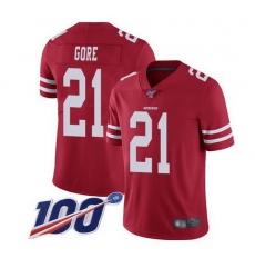 Men San Francisco 49ers 21 Frank Gore Red White 100th Patch Stitched jersey Men San Francisco 49ers 21 Frank Gore Red White 100th Patch Stitched jersey
