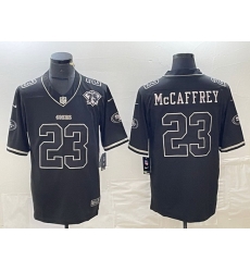 Men San Francisco 49ers 23 Christian McCaffrey Black With 75th Anniversary Patch Stitched Jersey Men San Francisco 49ers 23 Christian McCaffrey Black With 75th Anniversary Patch Stitched Jersey