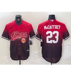 Men San Francisco 49ers 23 Christian McCaffrey Red Black With Patch Cool Base Stitched Baseball Jersey 1 Men San Francisco 49ers 23 Christian McCaffrey Red Black With Patch Cool Base Stitched Baseball Jersey 1