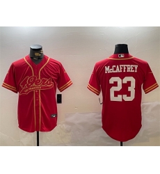 Men San Francisco 49ers 23 Christian McCaffrey Red Cool Base Stitched Baseball Jersey Men San Francisco 49ers 23 Christian McCaffrey Red Cool Base Stitched Baseball Jersey