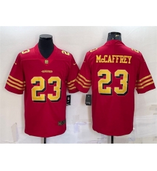 Men San Francisco 49ers 23 Christian McCaffrey Red Gold Vapor Untouchable Limited Stitched Jersey Men San Francisco 49ers 23 Christian McCaffrey Red Gold Vapor Untouchable Limited Stitched Jersey