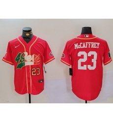 Men San Francisco 49ers 23 Christian McCaffrey Red With Patch Cool Base Stitched Baseball Jersey Men San Francisco 49ers 23 Christian McCaffrey Red With Patch Cool Base Stitched Baseball Jersey