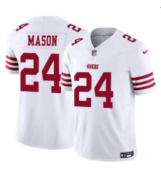 Men San Francisco 49ers 24 Jordan Mason White 2023 F U S E Stitched Football Jersey Men San Francisco 49ers 24 Jordan Mason White 2023 F U S E Stitched Football Jersey