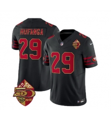 Men San Francisco 49ers 29 Talanoa Hufanga Black 2023 F U S E 50th Patch Vapor Limited Stitched Football Jersey Men San Francisco 49ers 29 Talanoa Hufanga Black 2023 F U S E 50th Patch Vapor Limited Stitched Football Jersey