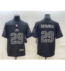 Men San Francisco 49ers 29 Talanoa Hufanga Black Reflective Limited Stitched Football Jersey Men San Francisco 49ers 29 Talanoa Hufanga Black Reflective Limited Stitched Football Jersey