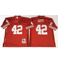 Men San Francisco 49ers 42 Ronnie Lott Red M&N Throwback Jersey Men San Francisco 49ers 42 Ronnie Lott Red M&N Throwback Jersey