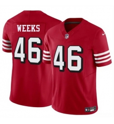 Men San Francisco 49ers 46 Jon Weeks New Red 2025 F U S E Vapor Untouchable Limited Stitched Football Jersey Men San Francisco 49ers 46 Jon Weeks New Red 2025 F U S E Vapor Untouchable Limited Stitched Football Jersey
