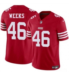Men San Francisco 49ers 46 Jon Weeks Red 2025 F U S E Vapor Untouchable Limited Stitched Football Jersey Men San Francisco 49ers 46 Jon Weeks Red 2025 F U S E Vapor Untouchable Limited Stitched Football Jersey
