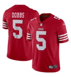 Men San Francisco 49ers 5 Josh Dobbs Red Vapor Untouchable Limited Stitched Football Jersey Men San Francisco 49ers 5 Josh Dobbs Red Vapor Untouchable Limited Stitched Football Jersey