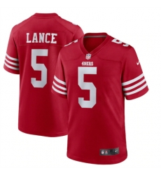 Men San Francisco 49ers 5 Trey Lance 2022 New Scarlet Stitched Game Jersey Men San Francisco 49ers 5 Trey Lance 2022 New Scarlet Stitched Game Jersey