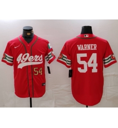 Men San Francisco 49ers 54 Fred Warner Red With Patch Cool Base Stitched Baseball Jersey 2 Men San Francisco 49ers 54 Fred Warner Red With Patch Cool Base Stitched Baseball Jersey 2