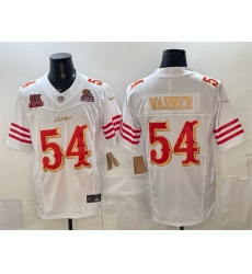 Men San Francisco 49ers 54 Fred Warner White Gold 2025 F U S E Rivalries 5x Super Bowl Champions Patch Vapor Limited Stitched Football Jersey Men San Francisco 49ers 54 Fred Warner White Gold 2025 F U S E Rivalries 5x Super Bowl Champions Patch Vapor Limited Stitched Football Jersey