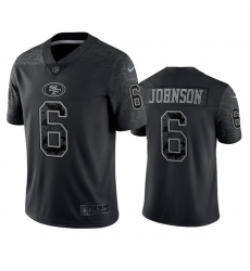 Men San Francisco 49ers 6 Marcus Johnson Black Reflective Limited Stitched Football Jersey Men San Francisco 49ers 6 Marcus Johnson Black Reflective Limited Stitched Football Jersey