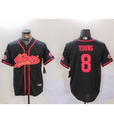 Men San Francisco 49ers 8 Steve Young Black With Patch Cool Base Stitched Baseball Jersey Men San Francisco 49ers 8 Steve Young Black With Patch Cool Base Stitched Baseball Jersey