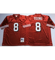 Men San Francisco 49ers 8 Steve Young Red Vintage M&N Jersey Men San Francisco 49ers 8 Steve Young Red Vintage M&N Jersey