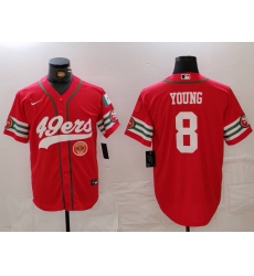 Men San Francisco 49ers 8 Steve Young Red With Patch Cool Base Stitched Baseball Jersey 1 Men San Francisco 49ers 8 Steve Young Red With Patch Cool Base Stitched Baseball Jersey 1
