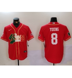 Men San Francisco 49ers 8 Steve Young Red With Patch Cool Base Stitched Baseball Jersey Men San Francisco 49ers 8 Steve Young Red With Patch Cool Base Stitched Baseball Jersey