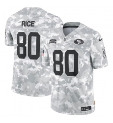 Men San Francisco 49ers 80 Jerry Rice 2024 Arctic Camo Salute To Service Limited Stitched Football Jersey Men San Francisco 49ers 80 Jerry Rice 2024 Arctic Camo Salute To Service Limited Stitched Football Jersey
