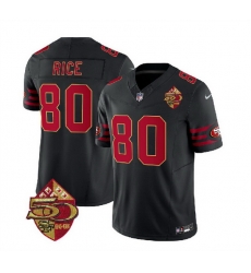 Men San Francisco 49ers 80 Jerry Rice Black 2023 F U S E 50th Patch Vapor Limited Stitched Football Jersey Men San Francisco 49ers 80 Jerry Rice Black 2023 F U S E 50th Patch Vapor Limited Stitched Football Jersey
