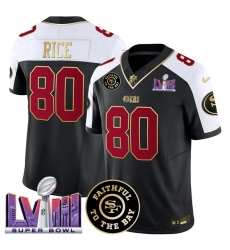 Men San Francisco 49ers 80 Jerry Rice Black Alternate 2025 F U S E Faithful 26 Super Bowl LVIII Patch Vapor Limited Stitched Football Jersey Men San Francisco 49ers 80 Jerry Rice Black Alternate 2025 F U S E Faithful 26 Super Bowl LVIII Patch Vapor Limited Stitched Football Jersey